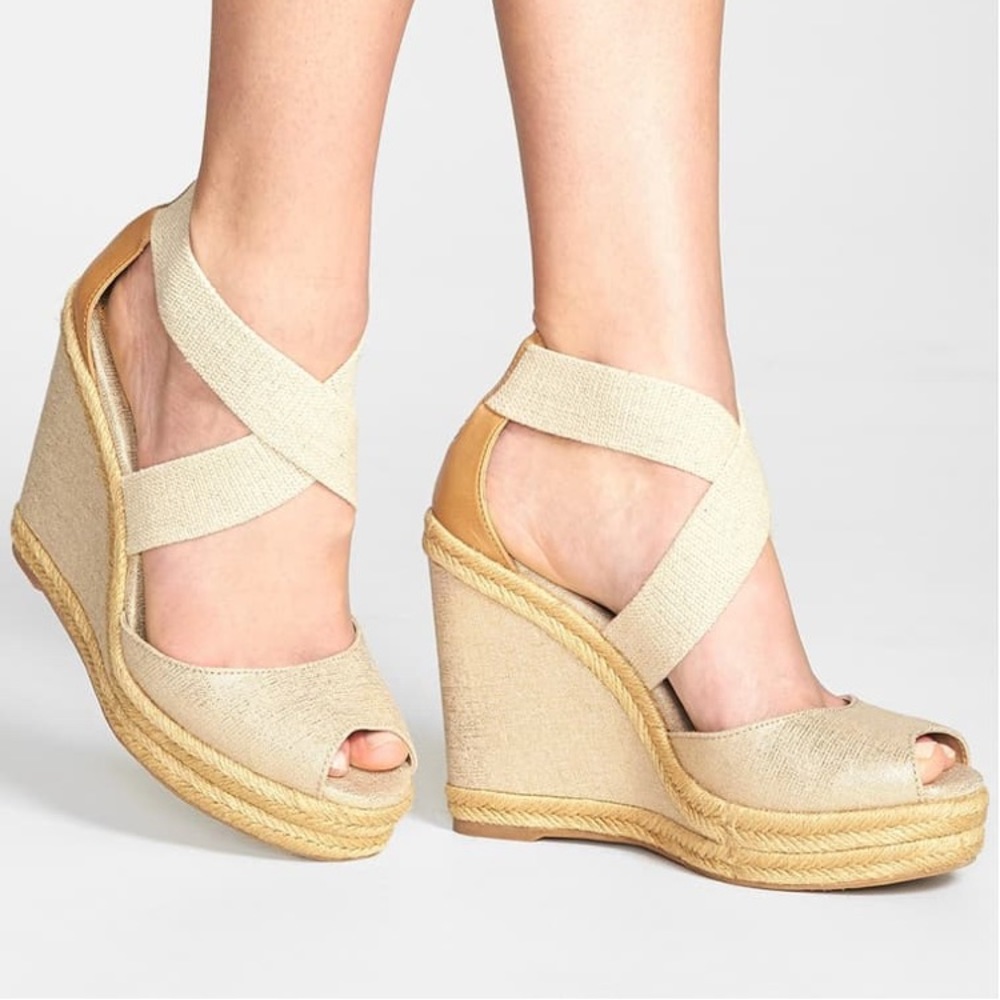 Tory Burch Gold Natanya Wedge
